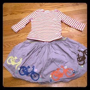 Mini Boden pleated skirt and striped top